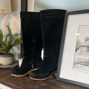 Ugg Rosabella Black Suede Leather Boots Size 6